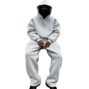 Ensemble survêtement homme de haute qualité, comprenant un sweat à capuche et un pantalon de survêtement court, en molleton de coton épais 600 g/m², style streetwear uni - Product Image 1