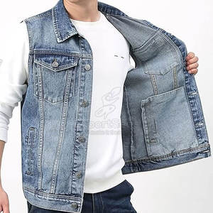 Diseña tu propia ropa cómoda Chaleco vaquero para hombre Calidad Premium Cantidad a granel Chaleco vaquero para hombre - Product Image 3