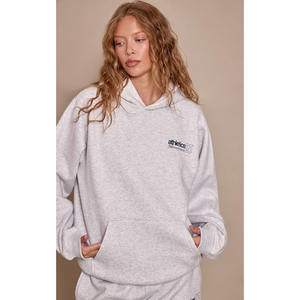 Sweat-shirt à capuche d'hiver uni et ample pour femme et couple, en coton pur, surdimensionné, personnalisé, en molleton lourd - Product Image 1