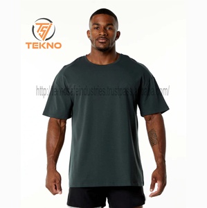 Venta al por mayor 220gsm peso pesado de los hombres de gran tamaño de cuello redondo hombro caído camiseta logotipo personalizado Boxy Top en blanco con longitud larga - Product Image 4