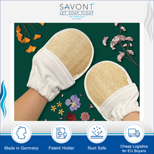ถุงมือสปาและอุปกรณ์อาบน้ำ100% ใยบวบธรรมชาติแบบใช้ซ้ำได้ถุงมืออาบน้ำขัดผิวแบบสองด้าน - Product Image 5