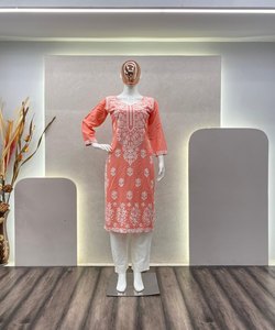 ชุดอาบายะห์สุภาพสตรีชาวมุสลิมพร้อมเสื้อคามีซเย็บติดและผ้าคลุมไหลปักลายบนผ้ากำมะหยี่สำหรับงานแฟชั่นอิสลาม - Product Image 2