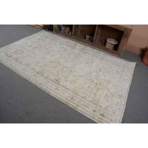 Auténtica alfombra turca Vintage 5,2 X 8.1ft hecho a mano Beige Patchwork diseño con lana Faux Rabbit Fur Latex Backing para adolescentes - Product Image 3