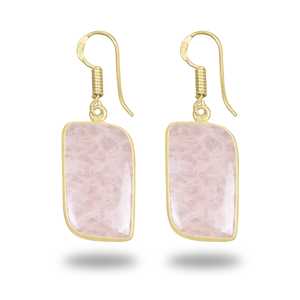 Gorgeous Women's Rose Quartz earring Natural Stones Jewelry Fashionable Fine 18k Gold plated Earrings for wedding party - Product Image 6