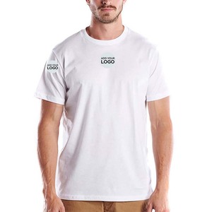 T-shirts décontractés 100 % coton, coupe ajustée, respirants, à manches courtes et col rond, toucher doux, couleur unie, vente en gros pour la confection de vêtements - Product Image 1