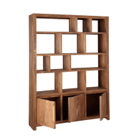 Bibliothèque moderne en bois massif, écologique et durable, avec portes de rangement, pour la maison, le bureau, le salon, l'école