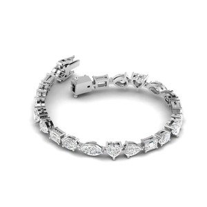 IGI Certified Multi-Shape Lab Grown Diamond Heart Accent Tennis <b>Bracelet</b> in <b>Solid</b> 925 Sterling <b>Silver</b> - Product Image 2