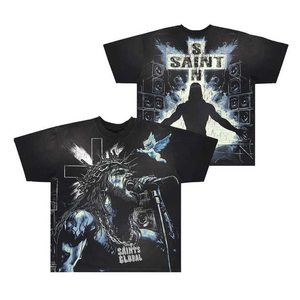 เสื้อยืดโอเวอร์ไซส์ผู้ชายโอเวอร์ไซส์ผ้าฝ้าย100% สตรีทแวร์ผ้าคอตตอนซักแบบย้อนยุคทรงบ็อกซี่ครอปพอดีกับภาพพิมพ์ลายกราฟิกระดับพรีเมียม - Product Image 4