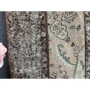 2.1x6.4 ft Vintage Rug, Rug, <b>Brown</b> Patchwork Rug <b>Wool</b> - Product Image 4