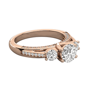 Bague de fiançailles à trois pierres en diamant taille ronde - Product Image 3