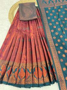 ชุดเลเฮนกาผ้าไหมคันจีวารามสไตล์อินเดียแบบใหม่ พร้อมงานปักดิ้นทองแท้สำหรับผู้หญิง มีสินค้าพร้อมส่ง - Product Image 2