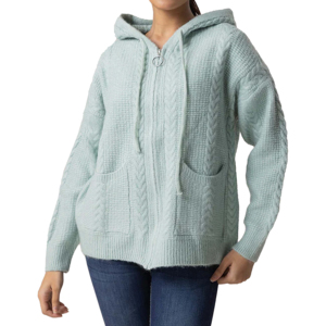 Pull en coton tricoté pour femmes Design personnalisé OEM logo couleur unie Vente en gros de pull à capuche pour femmes Dernier modèle desservi par les OEM - Product Image 1