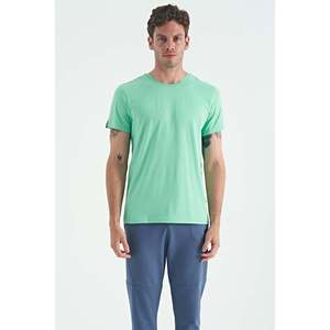 เสื้อยืดคอกลมแขนสั้นผ้าคอตตอนผสมสีเขียวมิ้นท์สำหรับผู้ชาย Air Jones รุ่น 88245 สำหรับใส่ลำลอง - Product Image 1