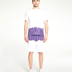 Nouvel arrivage de t-shirts d'été surdimensionnés et shorts pour hommes survêtement décontracté avec motif solide teint en plaine imperméable et séchage rapide - Product Image 4