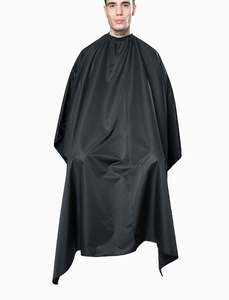 Cape de barbier imperméable noire durable en polyester pour vêtements de travail - Product Image 2