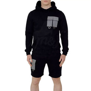 Conjunto de sudadera con capucha para hombre con bolsillos laterales y tela suave para la calle o el gimnasio, conjunto informal a juego para hombre - Product Image 2