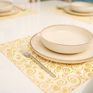 12 Piece 100% Cotton <b>Yellow</b> <b>Placemat</b> Set with Ring Pattern Decorative Table Mats 35x45cm Durable Elegant Dining Table Accessory - Product Image 4