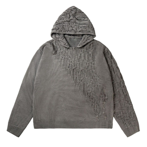 OEM Custom Knit Distressed Hoodies Pull Pull Unisexe Surdimensionné Streetwear Tricots pour Hommes et Femmes Hoodies Fashion - Product Image 1