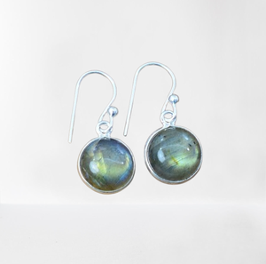 925 solide en argent Sterling Spinner boucles d'oreilles boucles d'oreilles simples boucles d'oreilles pendantes bijoux en argent Labradorite pierre précieuse pour les femmes - Product Image 1