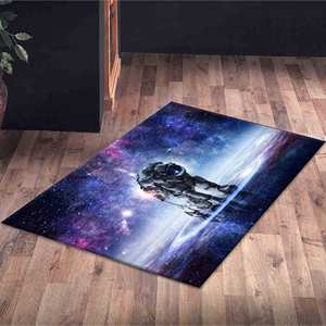 Alfombra estampada con diseño de astronauta aterrizando, decoración con temática espacial, suave y fácil de limpiar, con pelo suave. - Product Image 5