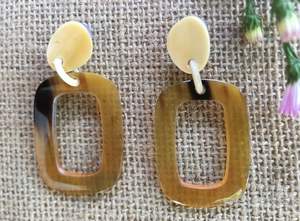 Boucles d'oreilles pendantes faites à la main en corne de buffle, modèle 2026, luxe moderne, personnalisables, pour femme, accessoires de mode, artisanat naturel - Product Image 6