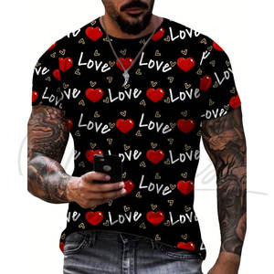 เสื้อยืดผู้ชายลายพิมพ์ดีไซน์ใหม่ล่าสุด สำหรับวันวาเลนไทน์ ผ้าเจอร์ซีย์ ระบายอากาศ แห้งเร็ว ใส่สบาย สไตล์ลำลอง เป็นมิตรกับสิ่งแวดล้อม เหมาะสำหรับฤดูร้อน - Product Image 3