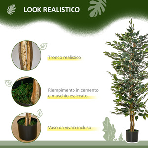 HOMCOM Planta de ficus artificial de 150cm de altura, decoración interior y exterior con maceta incluida - Product Image 5