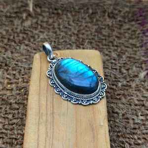 Handmade 925 Sterling Silver Necklace with Natural <b>Labradorite</b> Gemstone Pendant Fashion <b>Jewelry</b> for Kids' PartiesStamped 925 - Product Image 1
