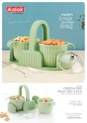 ชุดผลไม้อบแห้ง Aalok Cresta 2 ชิ้น ถาดพลาสติกทรงกลม 2 ช่อง ฝาปิดแบบยกได้ 2 ช้อน ถาดกันลื่น เหมาะสำหรับเป็นของขวัญ - Product Image 3