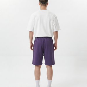 Men's Solid Purple Cotton Drawstring Shorts Crew Neck <b>White</b> <b>T</b>-<b>Shirt</b> Casual Summer Loose Fit Breathable Streetwear Tracksuit Set - Product Image 5