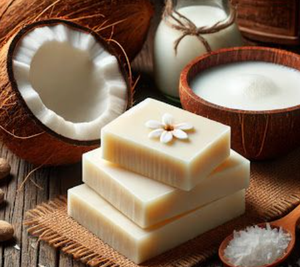 สบู่น้ำมันมะพร้าวธรรมชาติสำหรับผิวแพ้ง่ายที่มีคุณสมบัติให้ความชุ่มชื้นและบรรจุภัณฑ์ที่ย่อยสลายได้ - Product Image 1