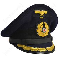Casquette à visière en laine 100% noire de haute qualité, édition limitée ZIWA INTL, style allemand de la Seconde Guerre mondiale, avec insignes allemands brodés à la main, unisexe, quatre points.