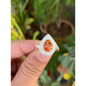 Natural Honey Citrine Pear Cut <b>Ring</b> 925 Sterling Silver Handmade Gemstone Jewelry Wholesale Supplier - Product Image 1