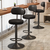 Tabouret de bar pivotant en métal robuste, réglable avec vérin à gaz et dossier, idéal pour îlot de cuisine, bar et restaurant (vente en gros)