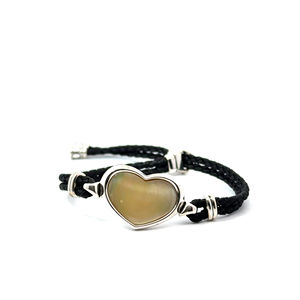 Brazaletes Elegantes de Plata 925 con Forma de Corazón y Cristal, Ajustables y Personalizables, con Cordón de Perla Amarilla, para Mujeres Modernas - Product Image 1