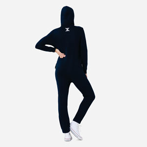 80% Cotton 20% Polyester Brushed Back Cotton on the Inside Two Way YKK Quality Zipper Navy Unisex Original Onesie - Product Image 4