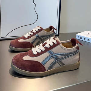 2025 Spring New Retro Red Genuine Leather Jogging <b>Shoes</b> for Women <b>Height</b> <b>Increasing</b> Casual Comfortable Sneakers Walking Style - Product Image 2