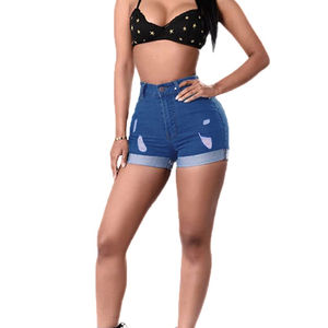 High Street Fashion Dames Denim Shorts Top Vente Genou Longueur Shorts Taille Zipper Cordon Poches OEM Vente Tarifs Bon Marché - Product Image 3