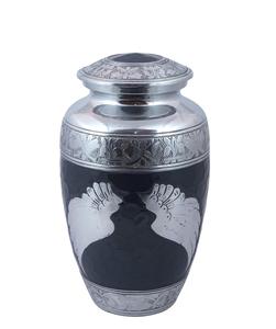 Urne funéraire gravée en argent pour cendres humaines Urne funéraire adulte fabriquée à la main-Grande urne funéraire pour cendres humaines-Sac inclus - Product Image 1