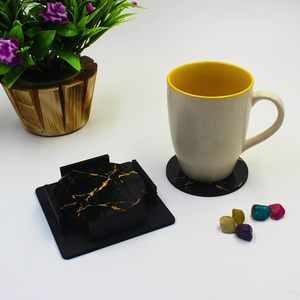 Juego de posavasos de té de madera MDF de 6 piezas elegantes, acabado brillante y ligero, alfombrillas clásicas para invitados en el hogar, almohadillas decorativas fáciles de imprimir - Product Image 5