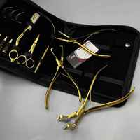 Kit d'outils Micro-lien de qualité supérieure Pince à extensions de cheveux en couleur or avec étui Logo personnalisé Extensions boucle de traction de cheveux