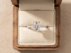 Solid 10K/14K White/Yellow Gold 2 Ct Emerald Cut Lab Grown Diamond Vintage Style Classic Engagement Wedding <b>Ring</b> For Women's - Product Image 2