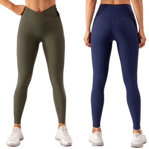 Breathable High Waist V Cut Yoga Pants for <b>Women</b> Solid <b>Pattern</b> Workout <b>Leggings</b> with Drawstring Closure for <b>Women</b> - Product Image 1