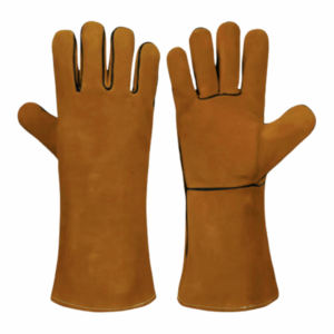 ถุงมือหนังวัวแท้กันไฟแบบกำหนดเองได้สำหรับ OEM ป้องกันการลื่นไถล พร้อมปลอกนิรภัยสำหรับงานอุตสาหกรรม ป้องกันมือ พร้อมโลโก้ - Product Image 5