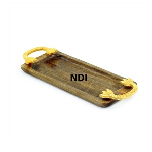 Vajilla de nuevo diseño, bandeja para servir comida y desayuno, bandeja para servir comida con mango dorado de madera - Product Image 1