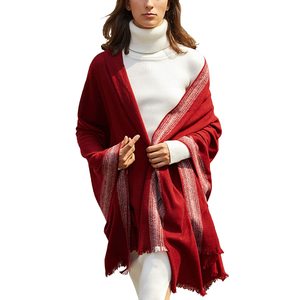 Chic Luxury 100% Polyester Fabric Ladies' Oversized Khaki Pashmina <b>Wraps</b> <b>Shawls</b> Lightweight Knitted Textiles for Suit - Product Image 2