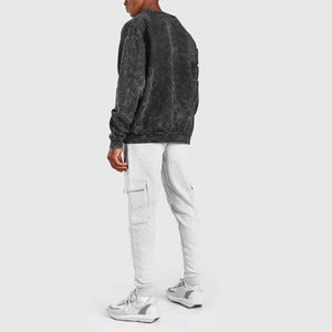 เสื้อสเวตเตอร์ของผู้ชายผ้าคอตตอนสีทึบปักโลโก้ได้ตามต้องการสไตล์วินเทจผ้าซัก100% - Product Image 3