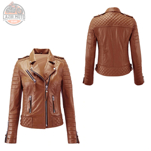 Servicio OEM LAZIB MOTO GEARS Chaqueta de Motocicleta de Cuero para Mujer en Diferentes Tallas y Colores Transpirable y Resistente al Viento para Todas las Estaciones - Product Image 1