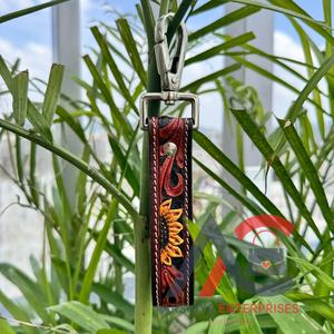 พวงกุญแจหนังรูปดอกทานตะวันขนาดเล็กแบบตะวันตกพวงกุญแจหนังแท้แบบปรับแต่งเองได้สำหรับผู้หญิง - Product Image 3