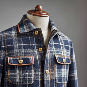 Chemises en flanelle à carreaux surdimensionnées pour hommes, 100% polyester coton, poche poitrine, chemise en flanelle à carreaux, hauts, épaules tombantes, chemise en flanelle pour hommes - Product Image 3